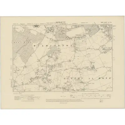 1907 Map of Kent IX.SW, 1910 Print