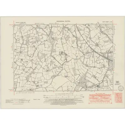 1936 Map of Kent L.NW, 1950 Print