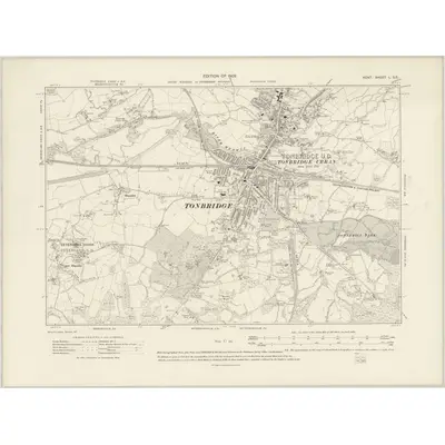 1907 Map of Kent L.SE, 1909 Print