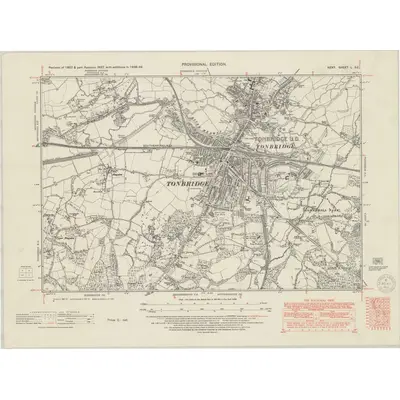 1936 Map of Kent L.SE, 1950 Print
