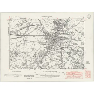 1938 Map of Kent L.SE, 1946 Print