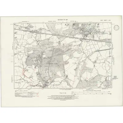 1937 Map of Kent L.SW, 1946 Print