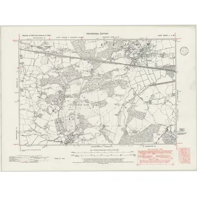 1938 Map of Kent L.SW, 1946 Print