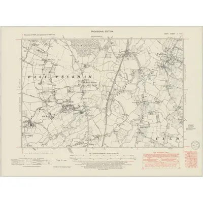 1937 Map of Kent LI.NE, 1950 Print