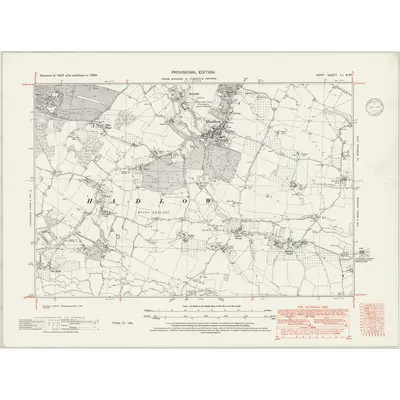 1938 Map of Kent LI.NW, 1946 Print