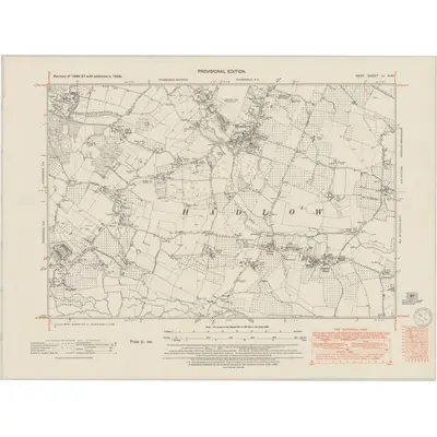1938 Map of Kent LI.NW, 1950 Print