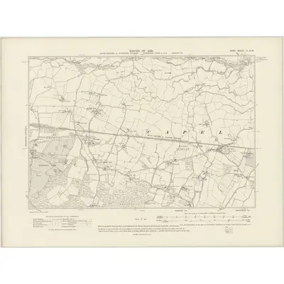 1907 Map of Kent LI.SW, 1909 Print