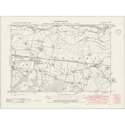 1938 Map of Kent LI.SW, 1946 Print