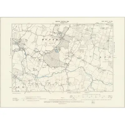 1896 Map of Kent LII.NW, 1898 Print