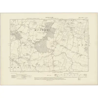 1907 Map of Kent LII.NW, 1909 Print