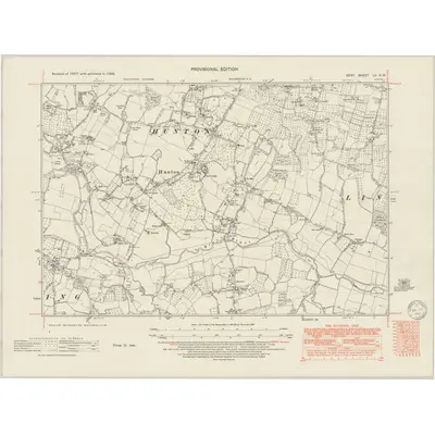 1938 Map of Kent LII.NW, 1950 Print