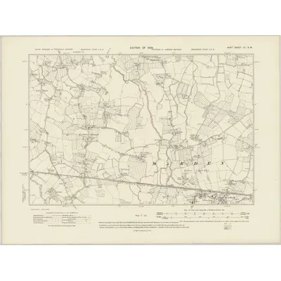 1907 Map of Kent LII.SW, 1909 Print