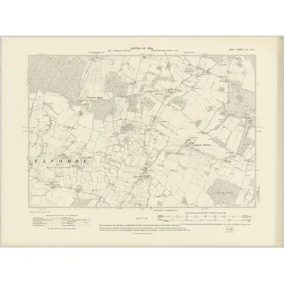 1906 Map of Kent LIII.NE, 1909 Print