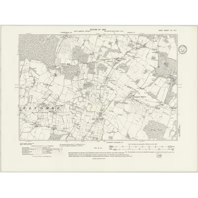 1906 Map of Kent LIII.NE, 1935 Print