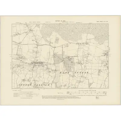 1906 Map of Kent LIII.NW, 1909 Print