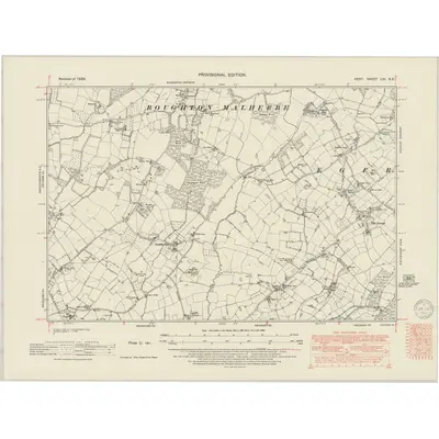 1939 Map of Kent LIII.SE, 1950 Print