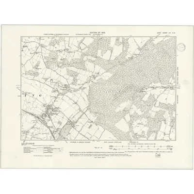 1906 Map of Kent LIV.NE, 1938 Print