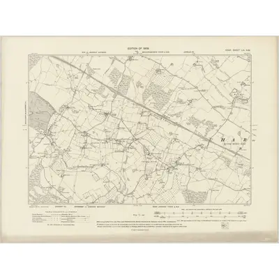 1906 Map of Kent LIV.NW, 1909 Print