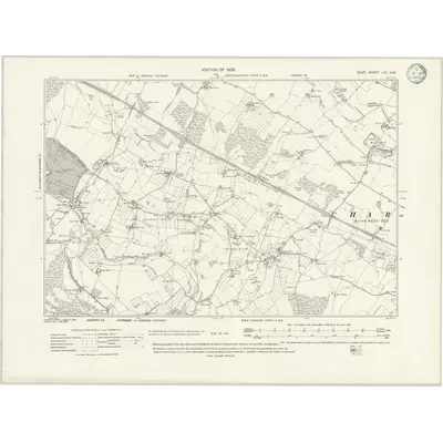 1906 Map of Kent LIV.NW, 1933 Print