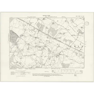1906 Map of Kent LIV.NW, 1938 Print