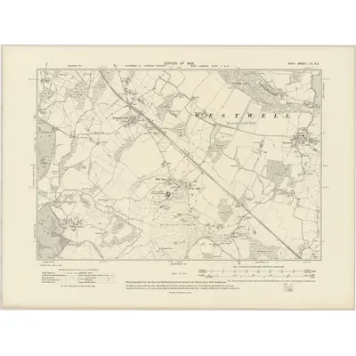 1906 Map of Kent LIV.SE, 1908 Print