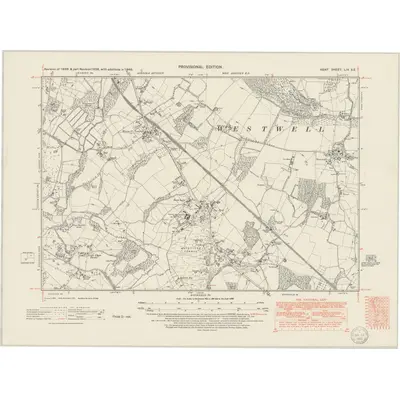 1936 Map of Kent LIV.SE, 1950 Print