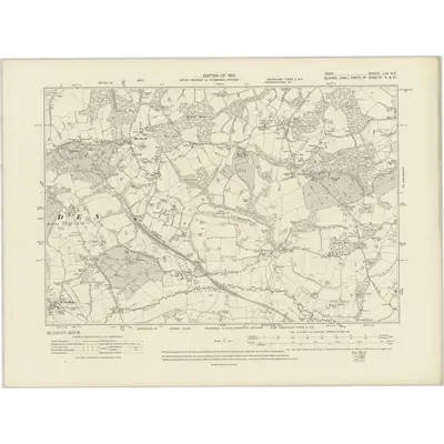 1907 Map of Kent LIX.NE, 1910 Print
