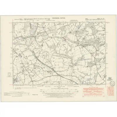 1937 Map of Kent LIX.NE, 1951 Print