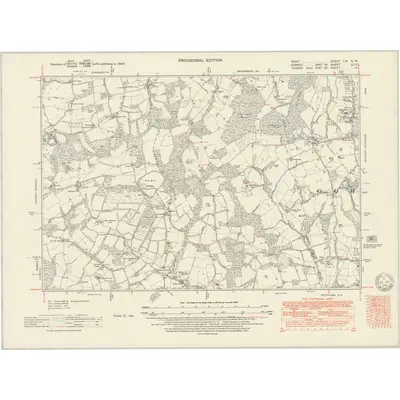 1947 Map of Kent LIX.NW, 1951 Print
