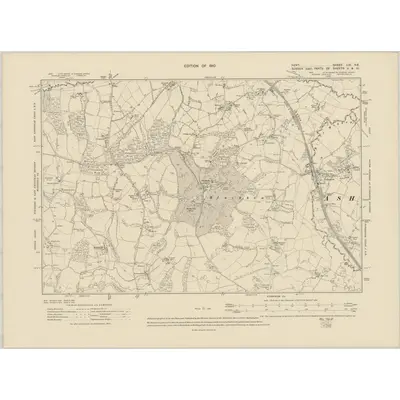 1907 Map of Kent LIX.SE, 1910 Print