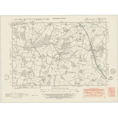 1947 Map of Kent LIX.SE, 1951 Print