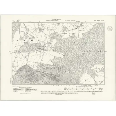 1906 Map of Kent LV.NW, 1939 Print