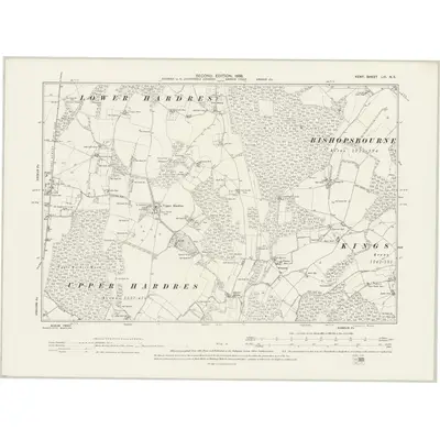 1896 Map of Kent LVI.NE, 1898 Print