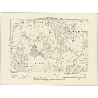 1906 Map of Kent LVI.NE, 1908 Print