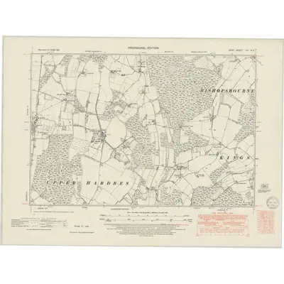 1938 Map of Kent LVI.NE, 1949 Print