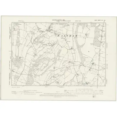 1896 Map of Kent LVI.SW, 1898 Print