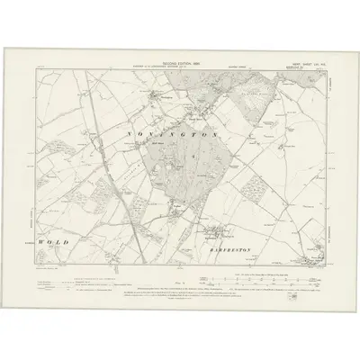 1896 Map of Kent LVII.NE, 1898 Print