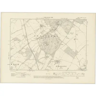 1906 Map of Kent LVII.NE, 1908 Print