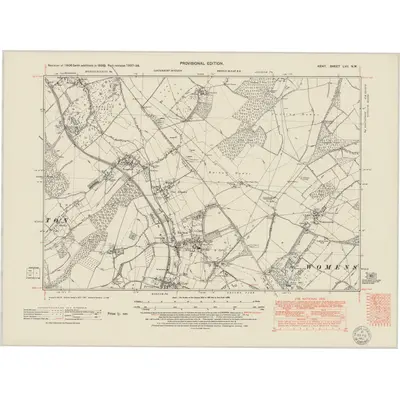 1937 Map of Kent LVII.NW, 1951 Print
