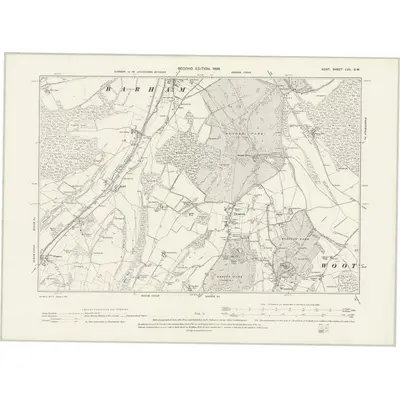 1896 Map of Kent LVII.SW, 1898 Print