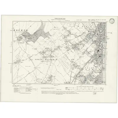 1905 Map of Kent LVIII.NE & LVIIIA.NW, 1933 Print