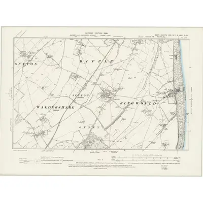 1896 Map of Kent LVIII.SE & LVIIIA.SW, 1898 Print