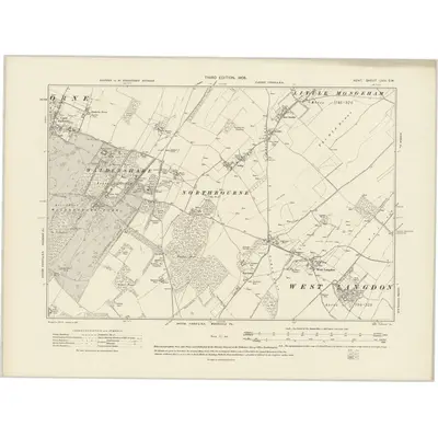 1905 Map of Kent LVIII.SW, 1908 Print