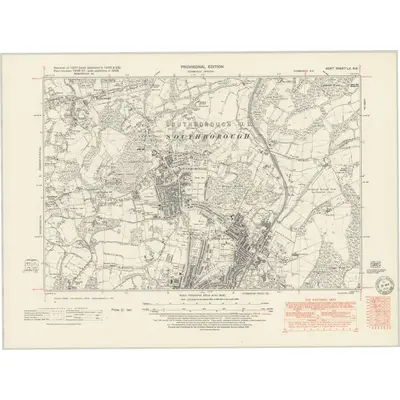 1938 Map of Kent LX.NE, 1951 Print