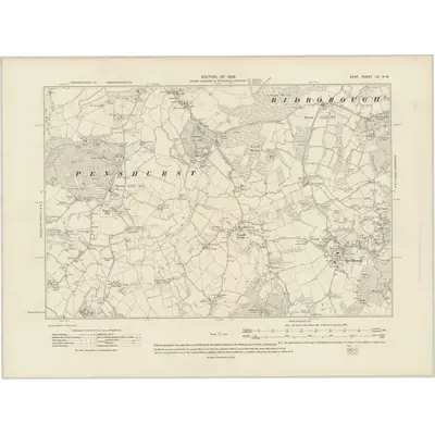 1907 Map of Kent LX.NW, 1909 Print