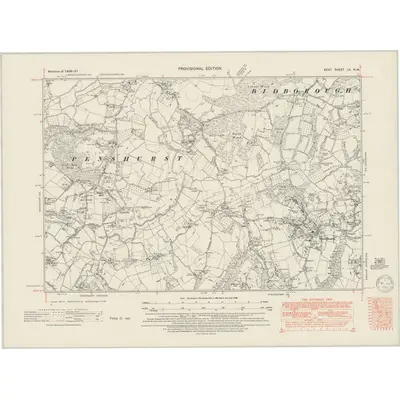 1936 Map of Kent LX.NW, 1950 Print