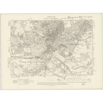1907 Map of Kent LX.SE & LXIXA.NE, 1910 Print