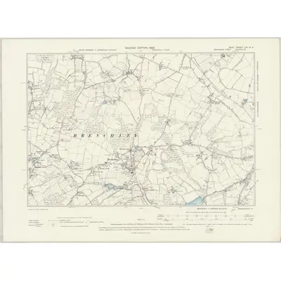 1895 Map of Kent LXI.NE, 1898 Print