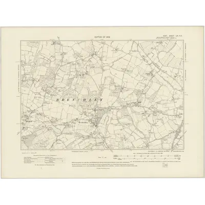 1907 Map of Kent LXI.NE, 1909 Print