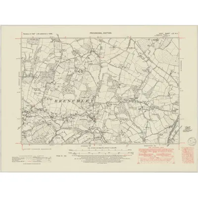 1938 Map of Kent LXI.NE, 1950 Print